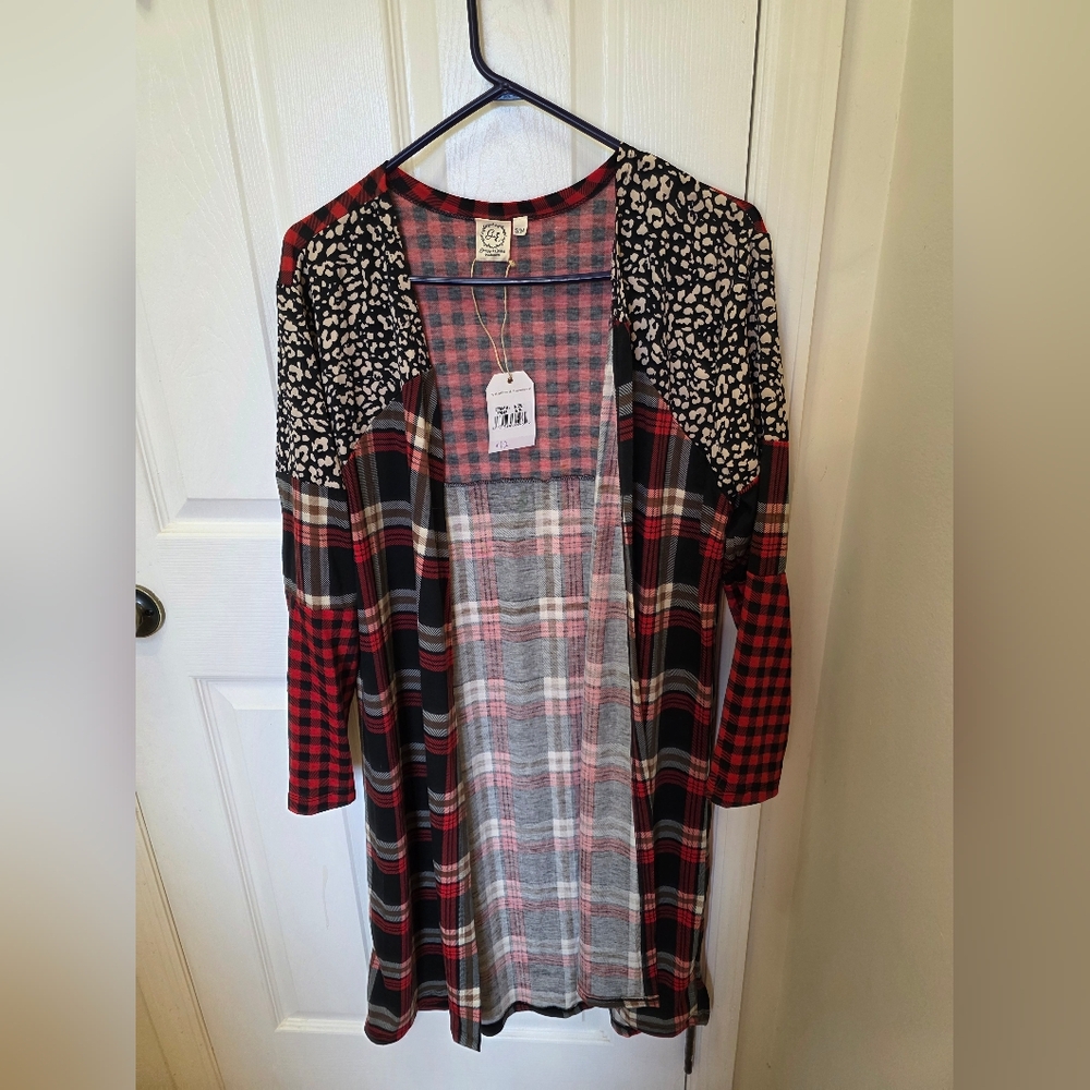 Chic Plaid and Animal Print Women's Cardigan